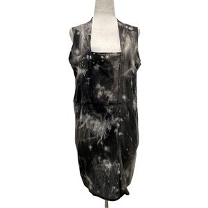Electric Feathers Sleeveless Black Raw Tie Dye Tunic Size Small